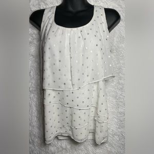 Women’s white house black market white top with silver dots | Medium